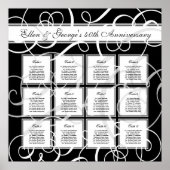 Black White Elegant Party 12 Table Seating Chart Poster (Voorkant)