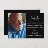 Black & WHITE Elegant Photo Funeral Bedankkaart (Voorkant / Achterkant)