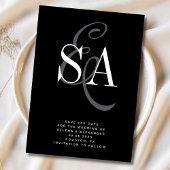 Black White Elegant Script Monogram Wedding Save The Date