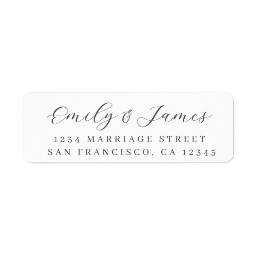 Black White Elegant Script Return Address Label (Voorkant)