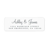 Black White Elegant Script Return Address Label (Voorkant)