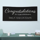 Black White Elegant Script Verloving Spandoek (Beurs)