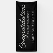 Black White Elegant Script Verloving Spandoek (Verticaal)