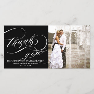 Black White Elegant Script Weddenschap Bedankt
