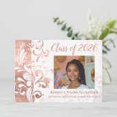 Black White Elegant Swirl Photo 2021 Afstuderen Kaart (Staand voorkant)