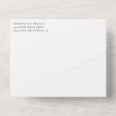 Black & White Elegant Swirls Wedding All In One Uitnodiging (Achterkant)