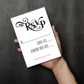 Black White Elegant Typography Wedding RSVP Kaartje