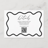 Black White Elegant Wavy Border Wedding Details Informatiekaartje (Voorkant)