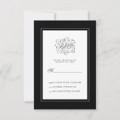 Black White Elegant Wedding Reply Enclosure Chic RSVP Kaartje (Voorkant)