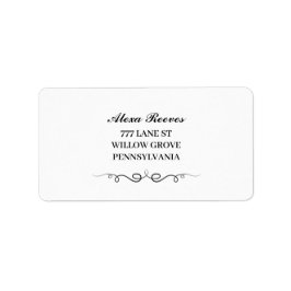 Black & White Elegant Wedding Return address Etiket