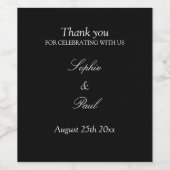 Black White Elegant Wedding Wine Labels Wijn Etiket (Enkel label)