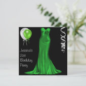Black White Emerald Formal Dress 21st Birthday Kaart (Staand voorkant)
