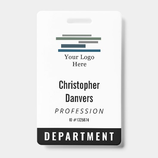 Black White Employee ID Large Logo Badge (Front)