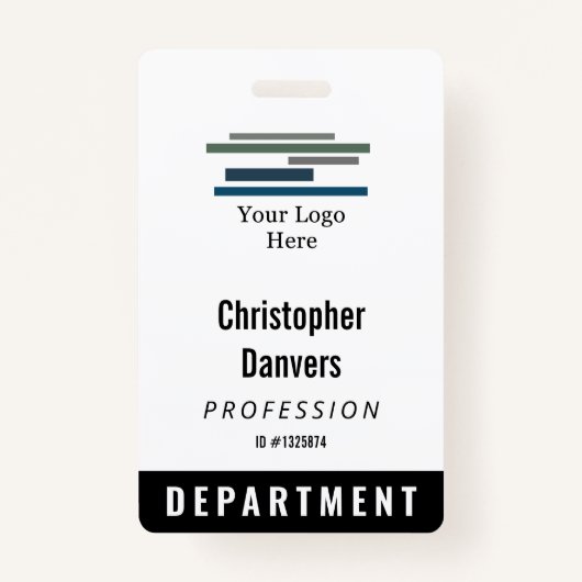 Black White Employee ID Large Logo Badge (Voorkant)