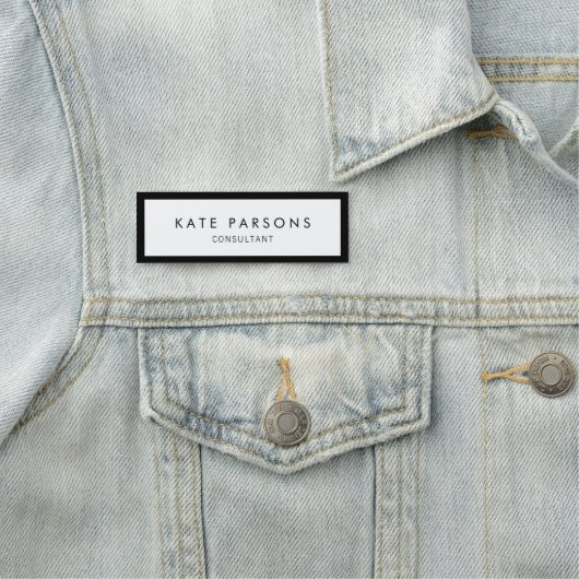 Black White Employee Label Naamplaatje (In situ)