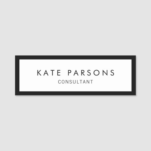 Black White Employee Label Naamplaatje (Voorkant)