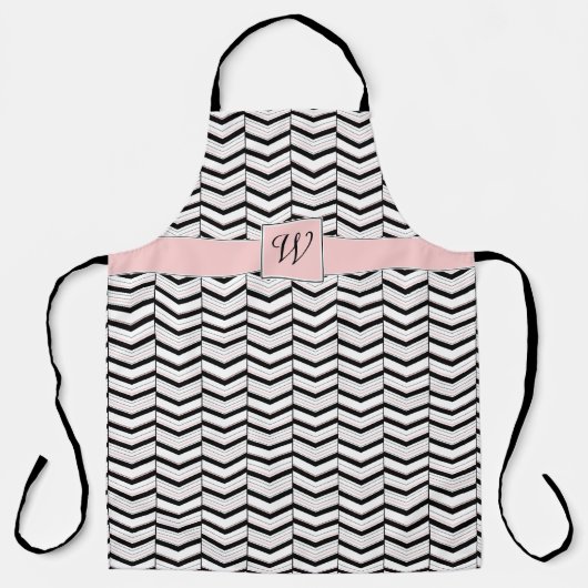 Black White en Blush Chevron All-Over Print Schort (Voorkant)