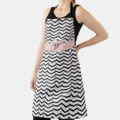 Black White en Blush Chevron All-Over Print Schort (Insitu)