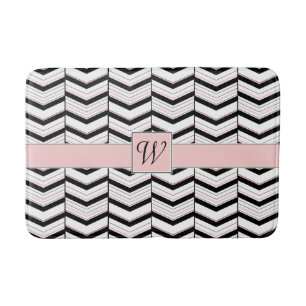 Black White en Blush Chevron Bath Mat
