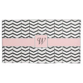 Black White en Blush Chevron Pillow Hoesje Kussensloop (Voorkant)