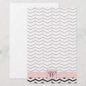 Black White en Blush Chevron Stationery Briefpapier (Voorkant / Achterkant)