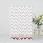 Black White en Blush Chevron Stationery Briefpapier (Staand voorkant)