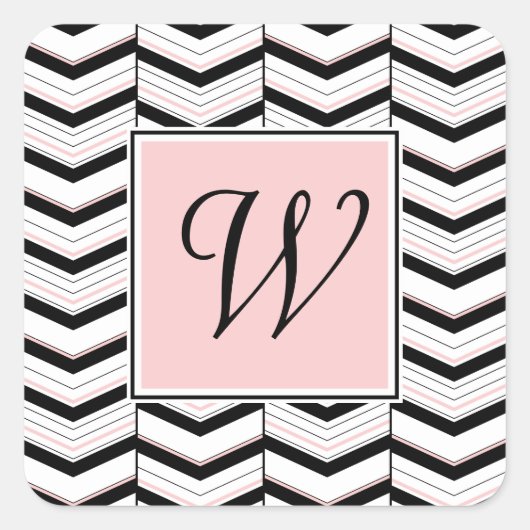 Black White en Blush Chevron Sticker (Voorkant)