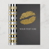 Black White en Faux Gold Shimmer Lips Event Briefkaart (Voorkant)