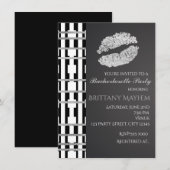 Black White en Faux Silver Beauty Lips Kiss Party Kaart (Voorkant / Achterkant)