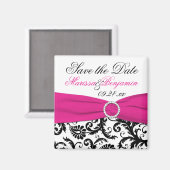 Black, White en Fuchsia Wedding Favor Magnet (Voorkant / Achterkant)