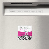 Black, White en Fuchsia Wedding Favor Magnet (Insitu (Vaatwasser))