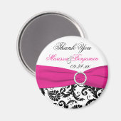 Black, White en Fuchsia Wedding Favor Magnet (Voorkant / Achterkant)