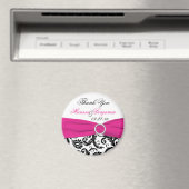 Black, White en Fuchsia Wedding Favor Magnet (Insitu (Vaatwasser))