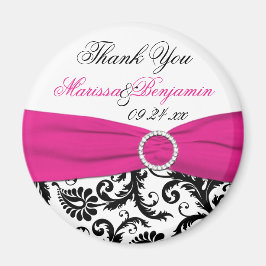 Black, White en Fuchsia Wedding Favor Magnet