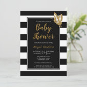 Black White en Gold Baby shower Kaart (Staand voorkant)