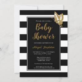 Black White en Gold Baby shower Kaart