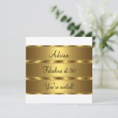 Black White en Gold Fabulous 50th Birthday Party 2 Kaart (Staand voorkant)