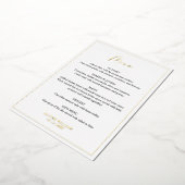 Black, White en Gold Foil Boy Baptism-menukaart Folie Uitnodiging (Gedraaid)