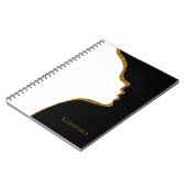 Black White en Gold Glitter Face Notitieboek (Linkerzijde)
