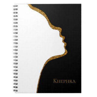Black White en Gold Glitter Face Notitieboek