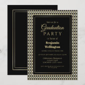 Black White en Gold Graduation Party Kaart (Voorkant / Achterkant)