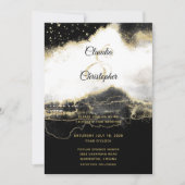 Black White en Gold Modern Elegant Wedding Kaart (Voorkant)
