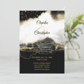 Black White en Gold Modern Elegant Wedding Kaart (Staand voorkant)