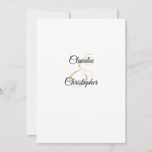 Black White en Gold Modern Elegant Wedding Kaart (Achterkant)