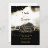 Black White en Gold Modern Elegant Wedding Kaart (Voorkant / Achterkant)