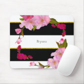 Black White en Gold Modern Floral Chic Glamor Muismat (Met muis)