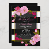 Black White en Gold Modern Floral Chic Kaart (Voorkant / Achterkant)