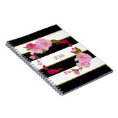 Black White en Gold Modern Floral Chic Notitieboek (Rechterzijde)