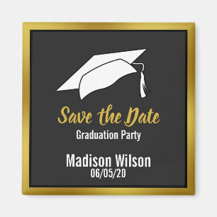 Black White en Gold Save the Date Graduparty Magneet