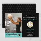 Black White en Golden Volleyball graduparty Kaart (Voorkant / Achterkant)